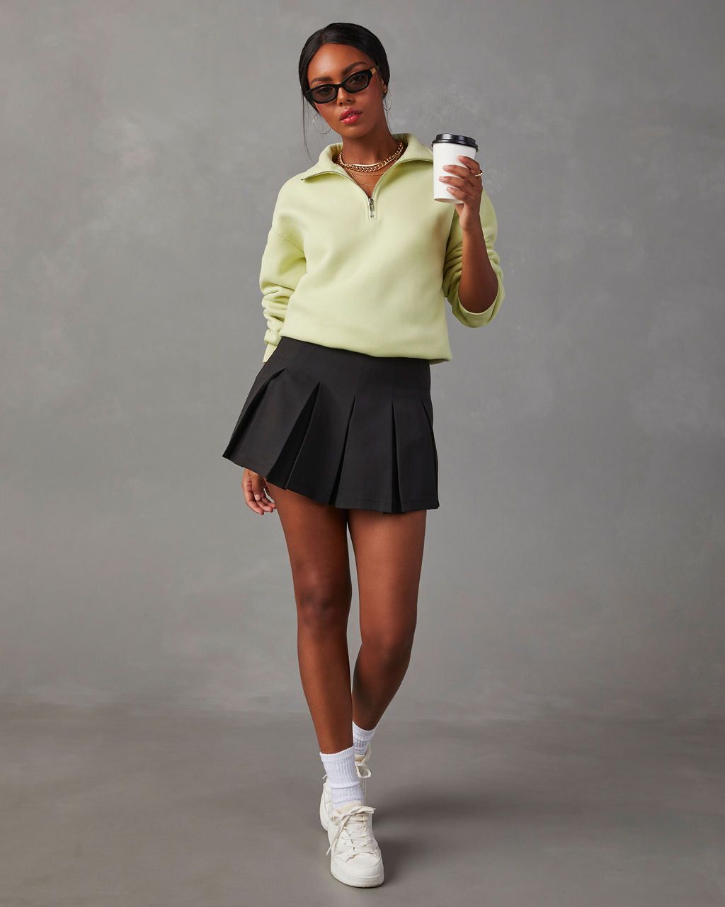 Power Up Fleece Half Zip Sweatshirt - Lime - SALE sold by Vici product image thumbnail 6