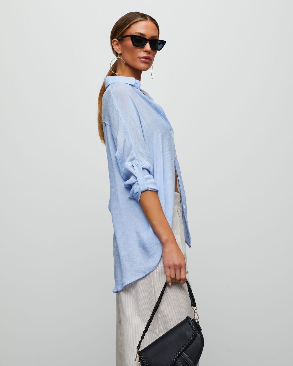 Lenay Button Down Top - Periwinkle - FINAL SALE sold by Vici product image thumbnail 4