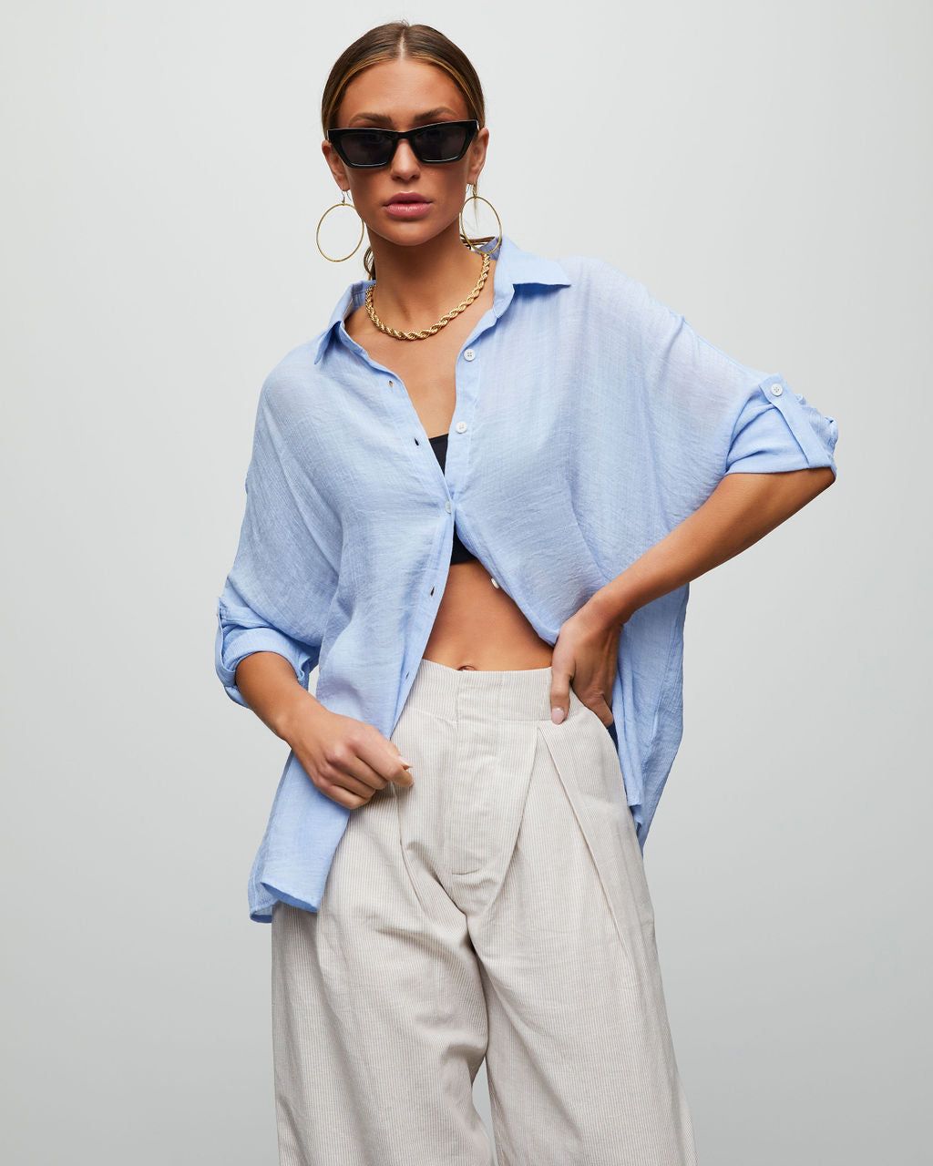Lenay Button Down Top - Periwinkle - FINAL SALE sold by Vici product image thumbnail 5