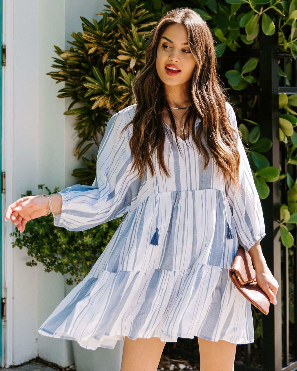 Emani Striped Tiered Tassel Dress - FINAL SALE sold by Vici