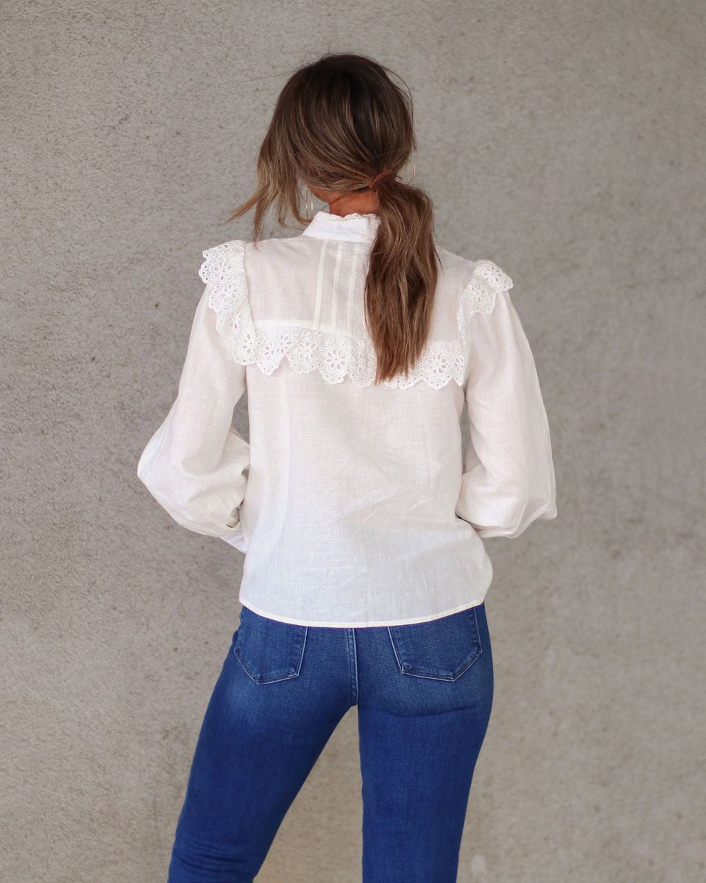 Jaelynn Eyelet Cotton Linen Blend Top sold by Vici product image thumbnail 4