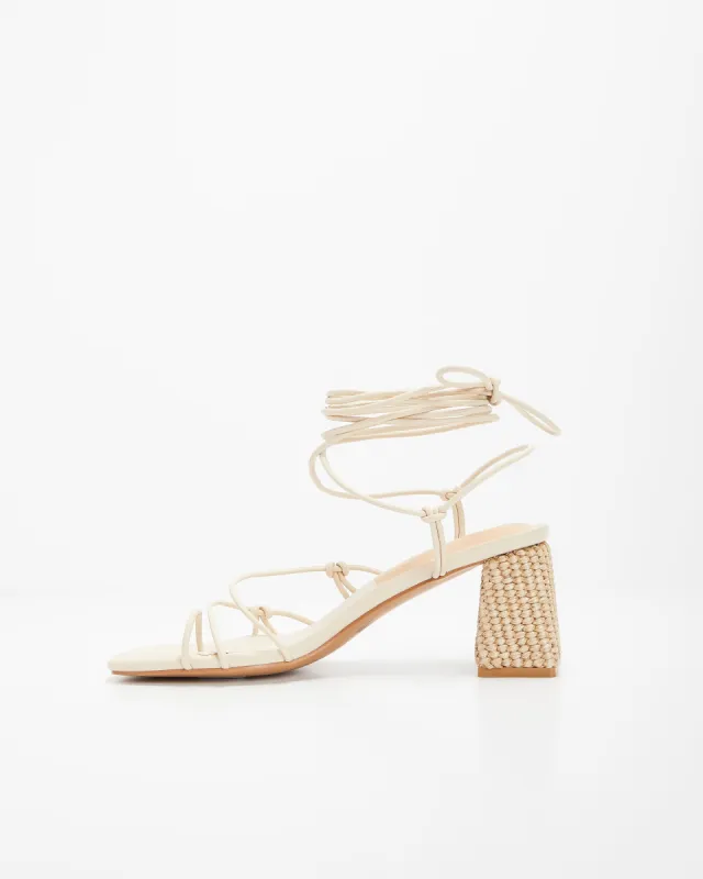 Sayara Strappy Block Heeled Sandal - Ivory - FINAL SALE sold by Vici