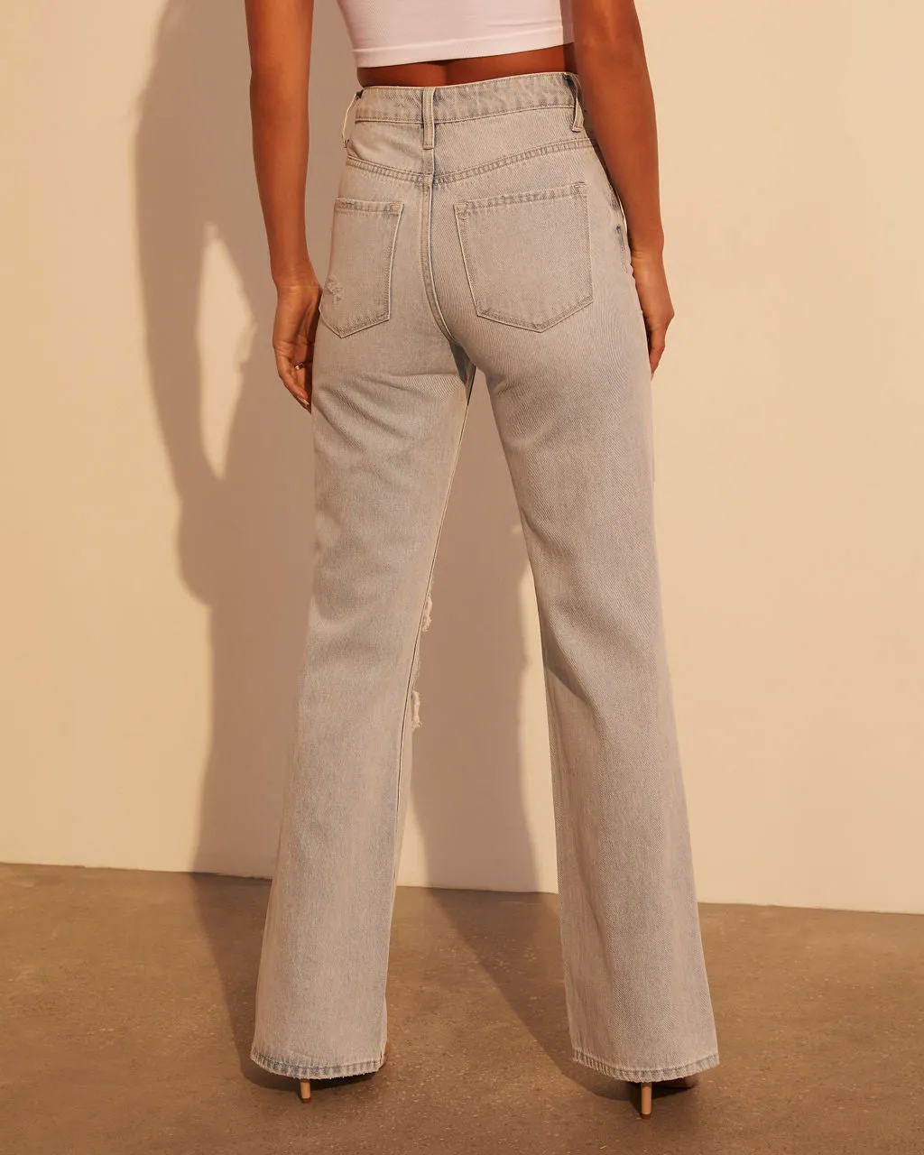 Alycia High Rise Distressed Wide Leg Jeans sold by Vici product image thumbnail 4