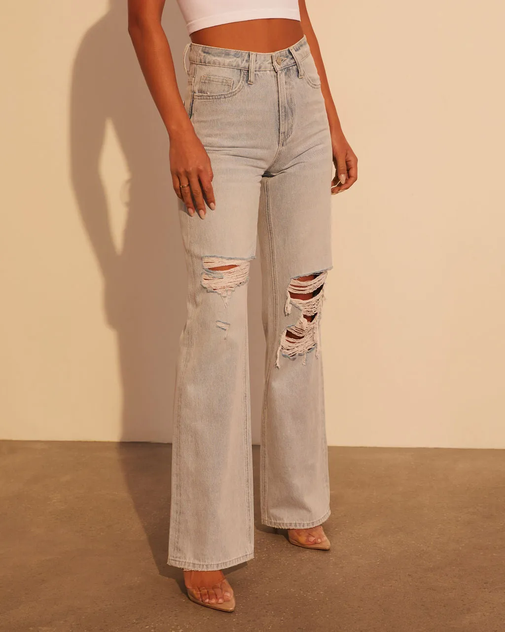 Alycia High Rise Distressed Wide Leg Jeans sold by Vici product image thumbnail 3