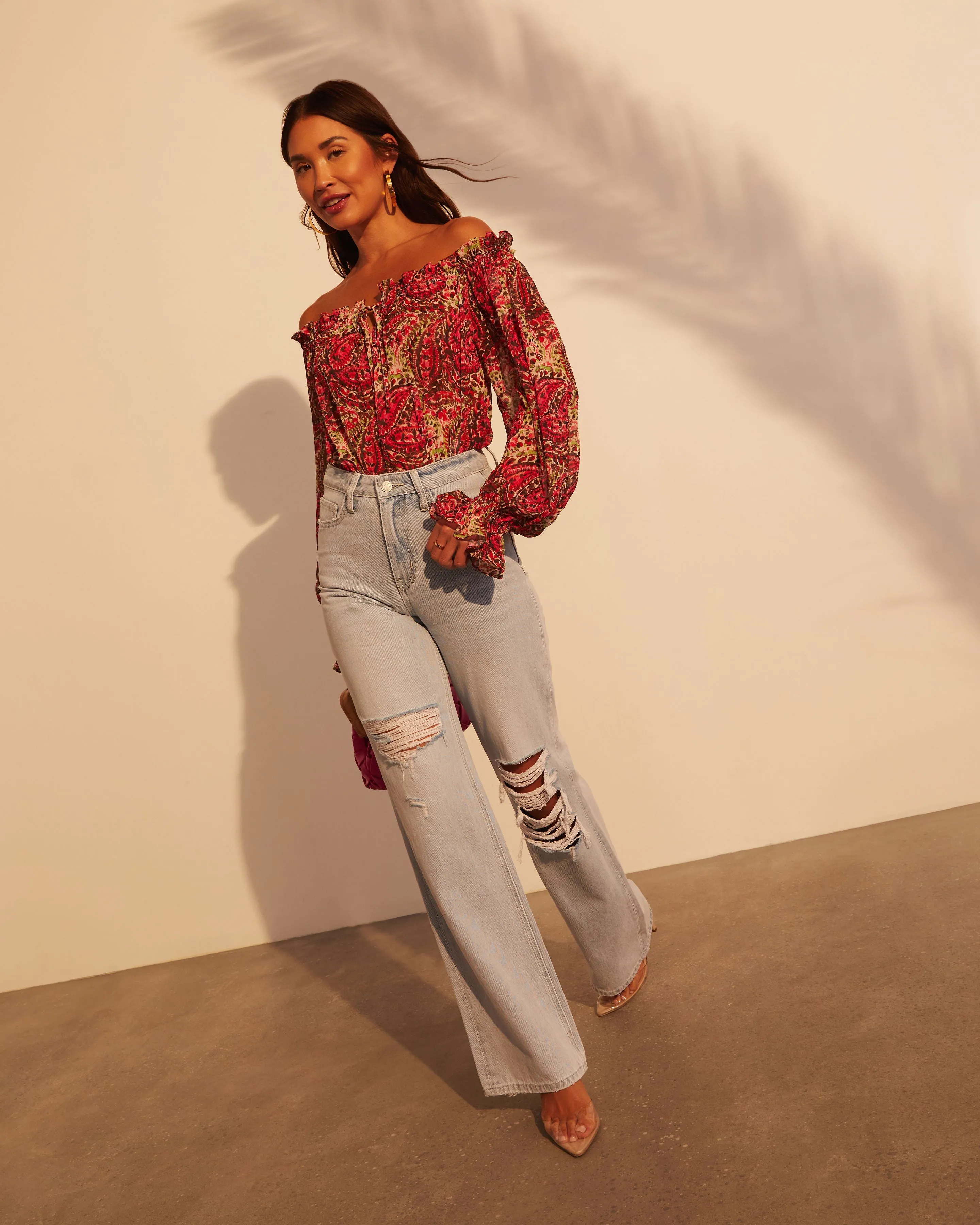 Alycia High Rise Distressed Wide Leg Jeans sold by Vici product image thumbnail 2