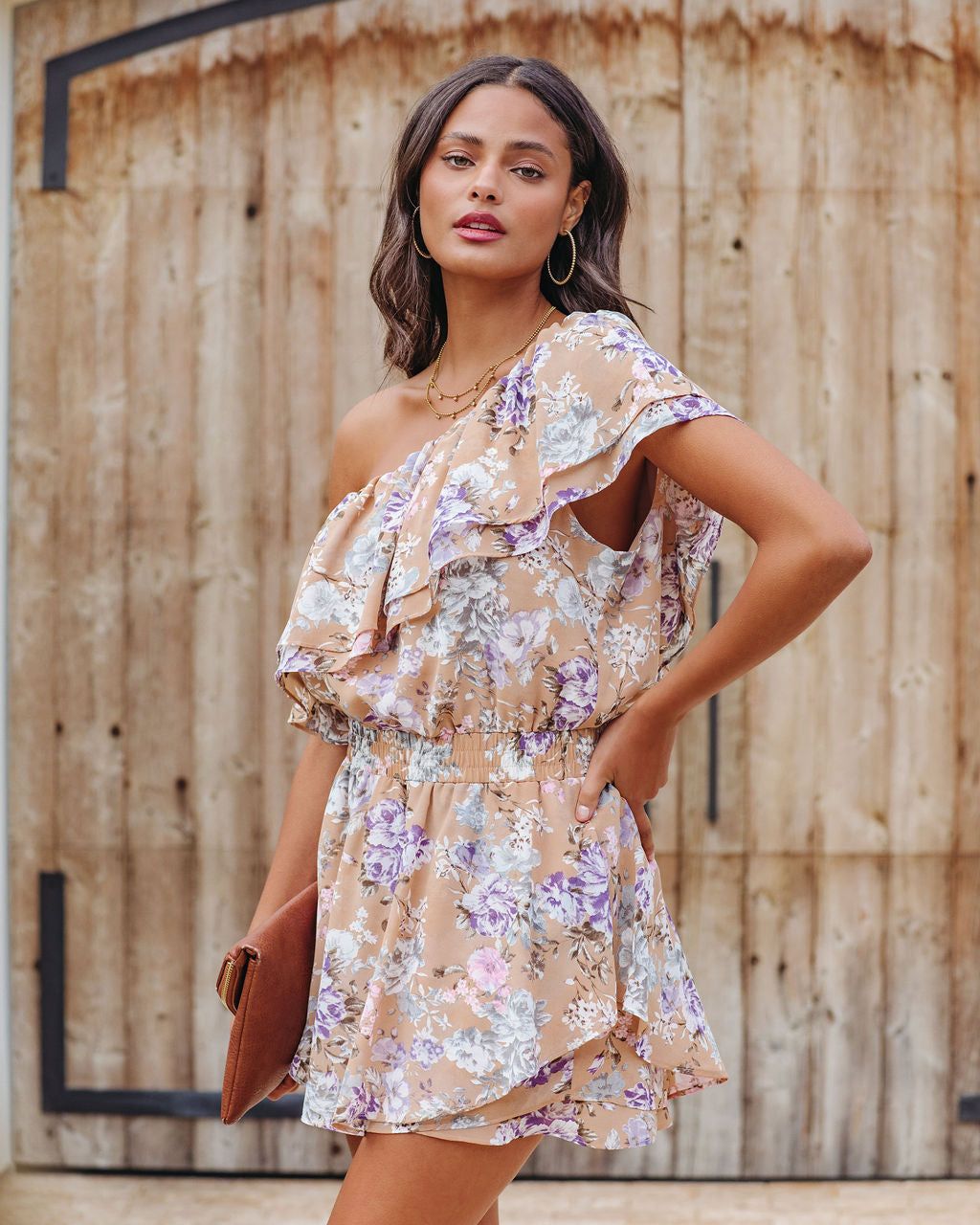 Parisienne Dreams Floral One Shoulder Ruffle Romper - FINAL SALE sold by Vici product image thumbnail 8