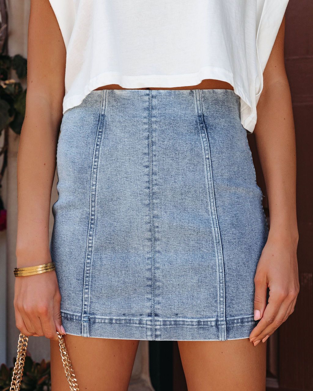 Kirby Cotton Mini Skirt - Denim - FINAL SALE sold by Vici