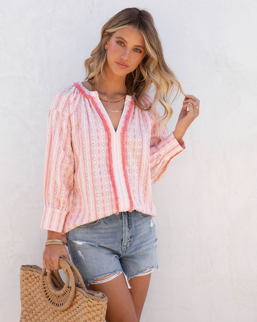 Cypress Cotton Eyelet Frayed Top sold by Vici product image thumbnail 3