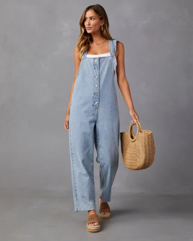 Rochette Ruffle Strap Overalls - Denim - FINAL SALE made by Vici