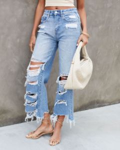 Hayes High Waisted Distressed Jeans - FINAL SALE sold by Vici
