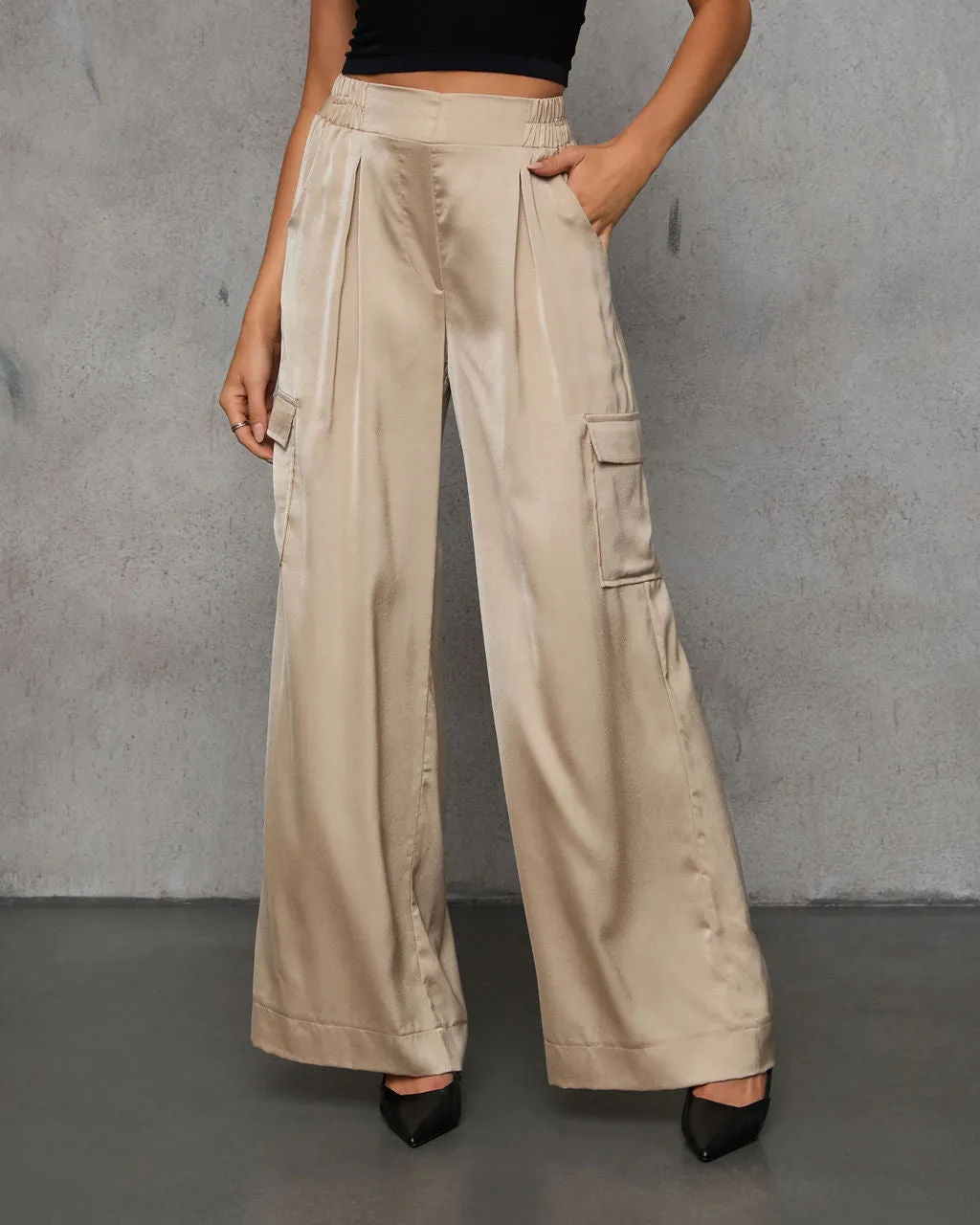 Easy Stride Satin Flare Leg Trouser sold by Vici