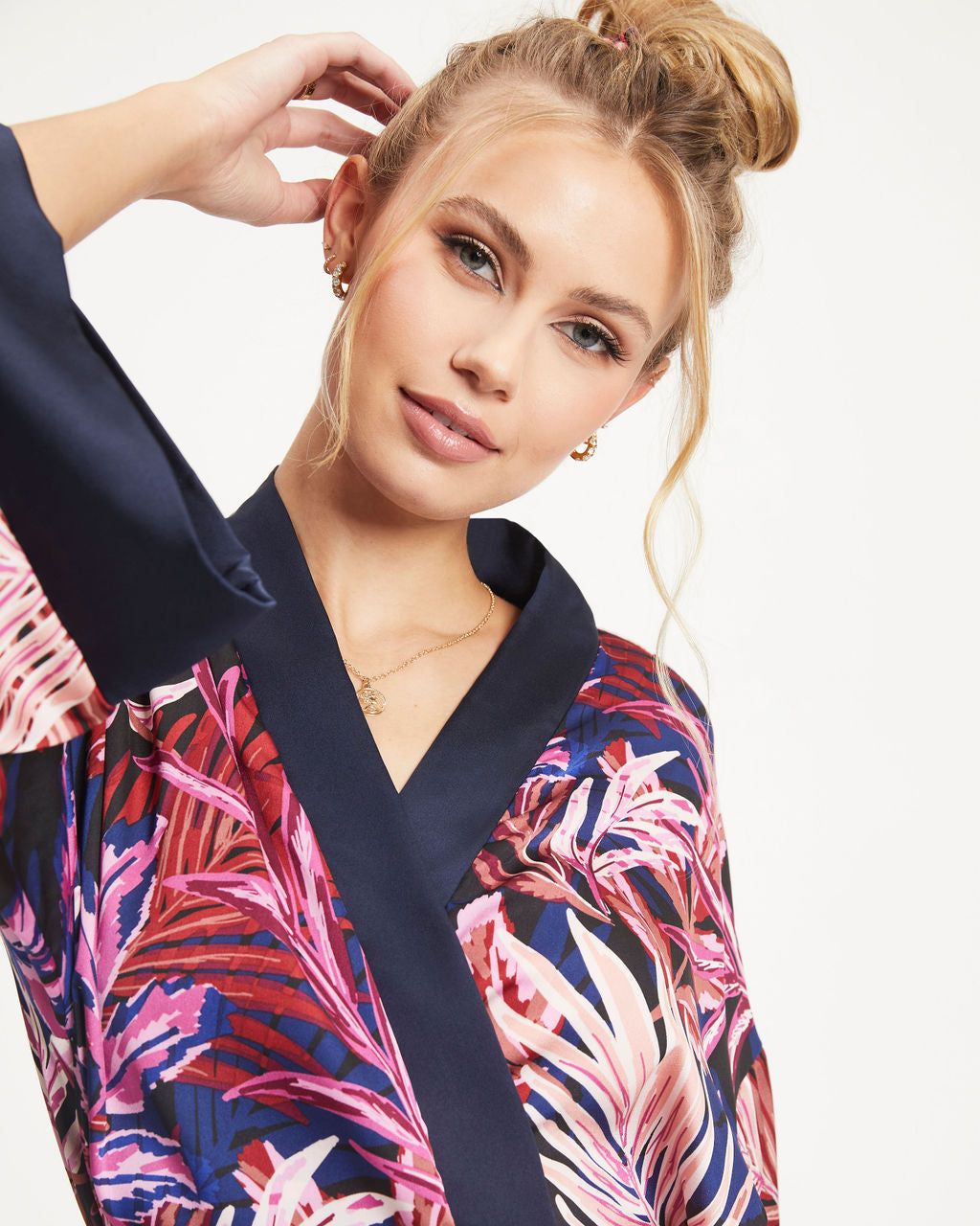 Tropics Satin Printed Kimono Robe - FINAL SALE sold by Vici product image thumbnail 2
