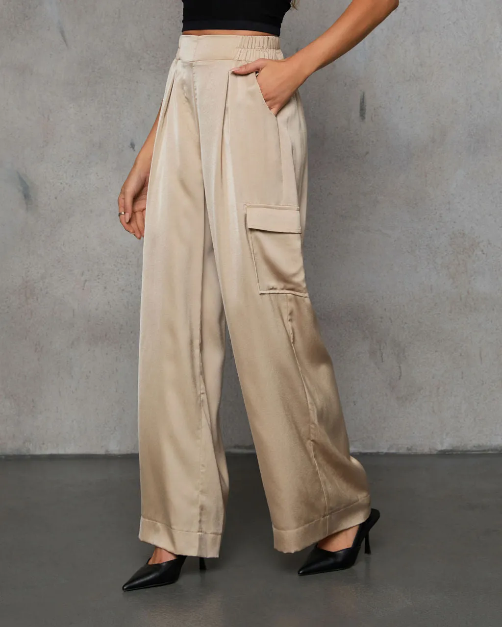 Easy Stride Satin Flare Leg Trouser sold by Vici product image thumbnail 3