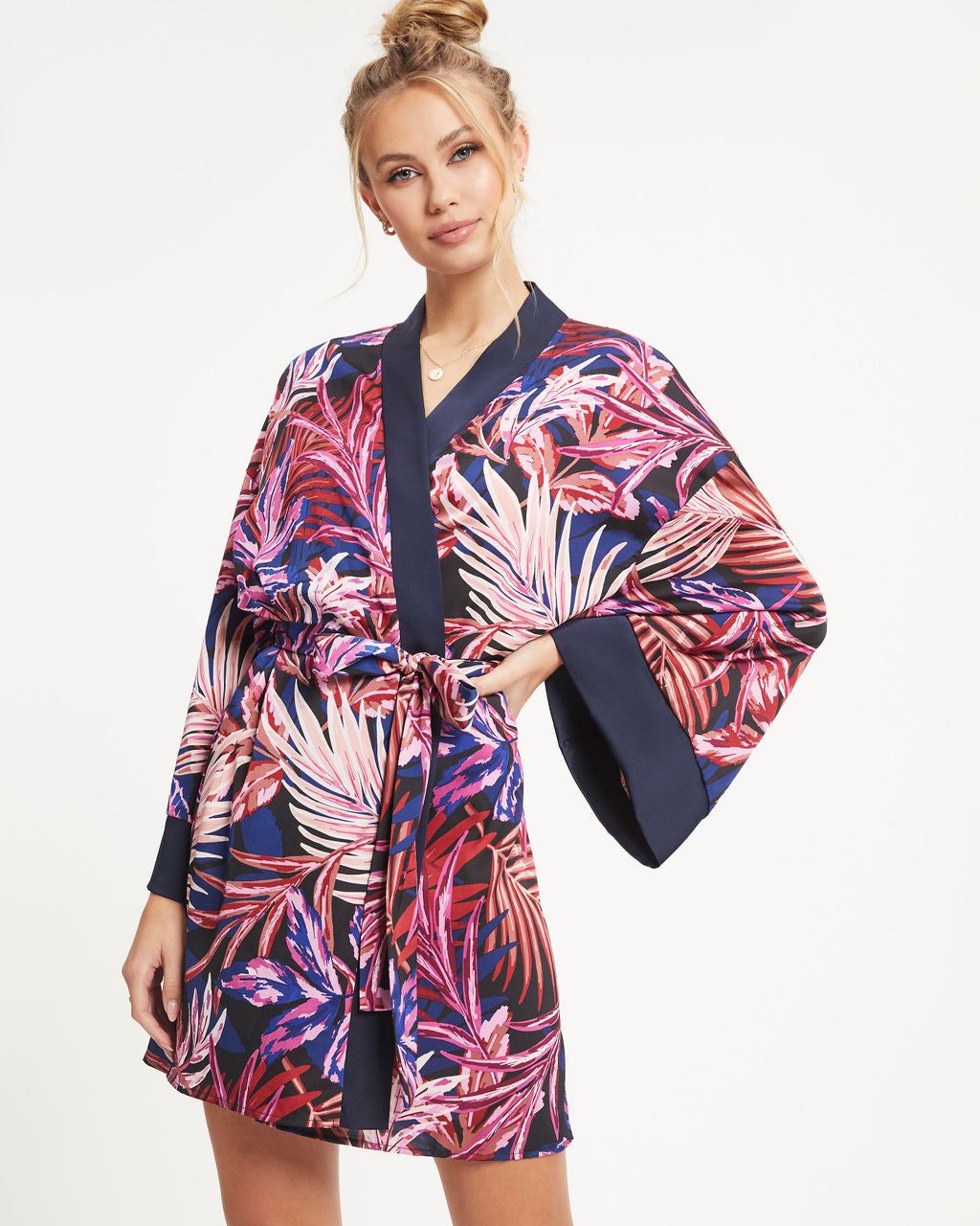 Tropics Satin Printed Kimono Robe - FINAL SALE sold by Vici product image thumbnail 5