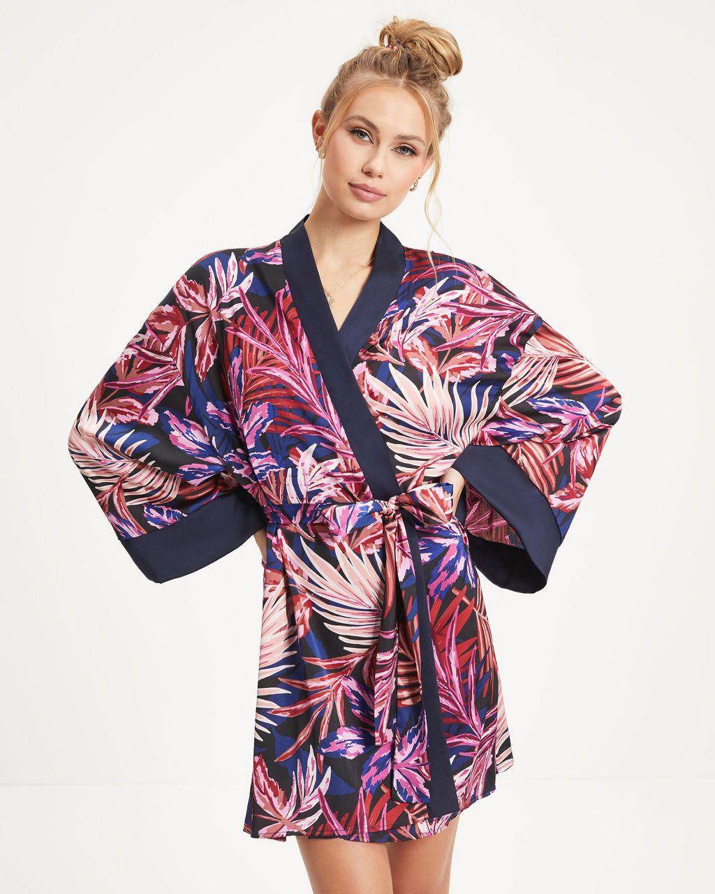 Tropics Satin Printed Kimono Robe - FINAL SALE sold by Vici product image thumbnail 3