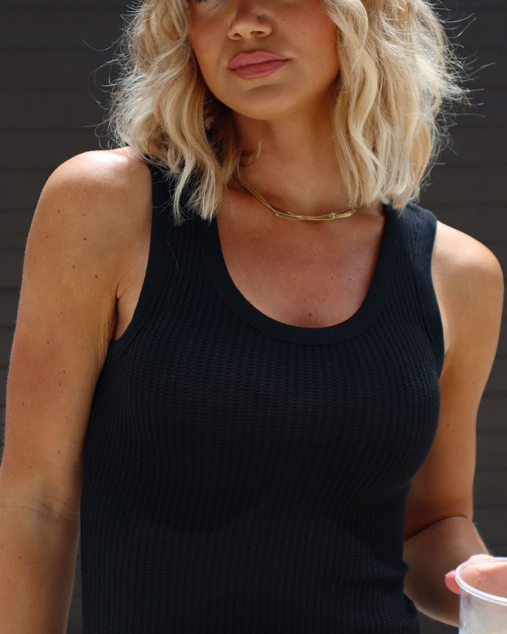 Lorena Cotton Blend Ribbed Side Slit Midi Dress - Black - FINAL SALE sold by Vici product image thumbnail 4