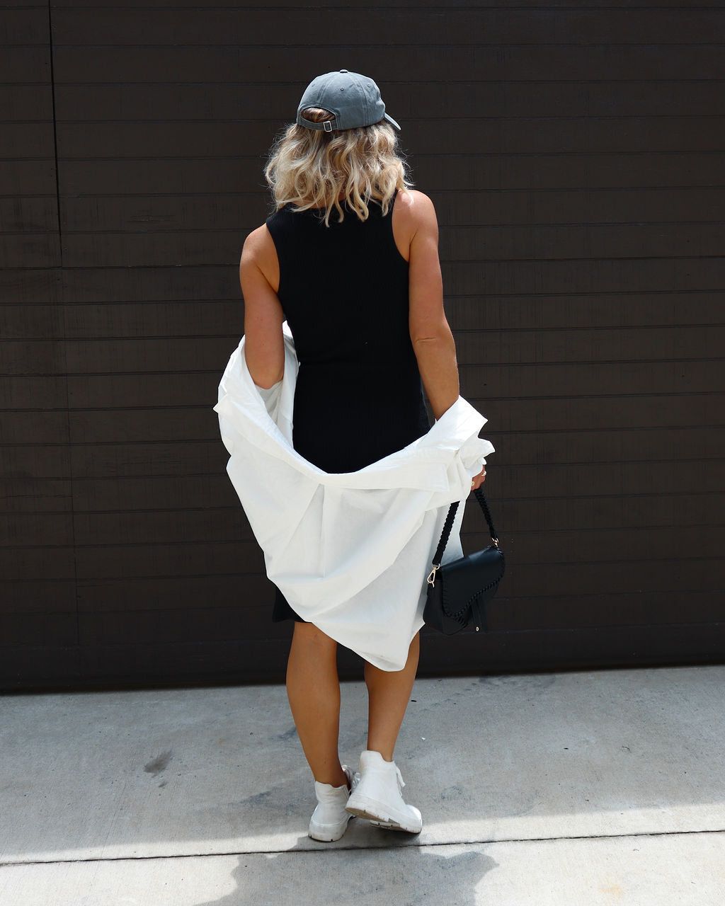 Lorena Cotton Blend Ribbed Side Slit Midi Dress - Black - FINAL SALE sold by Vici product image thumbnail 2