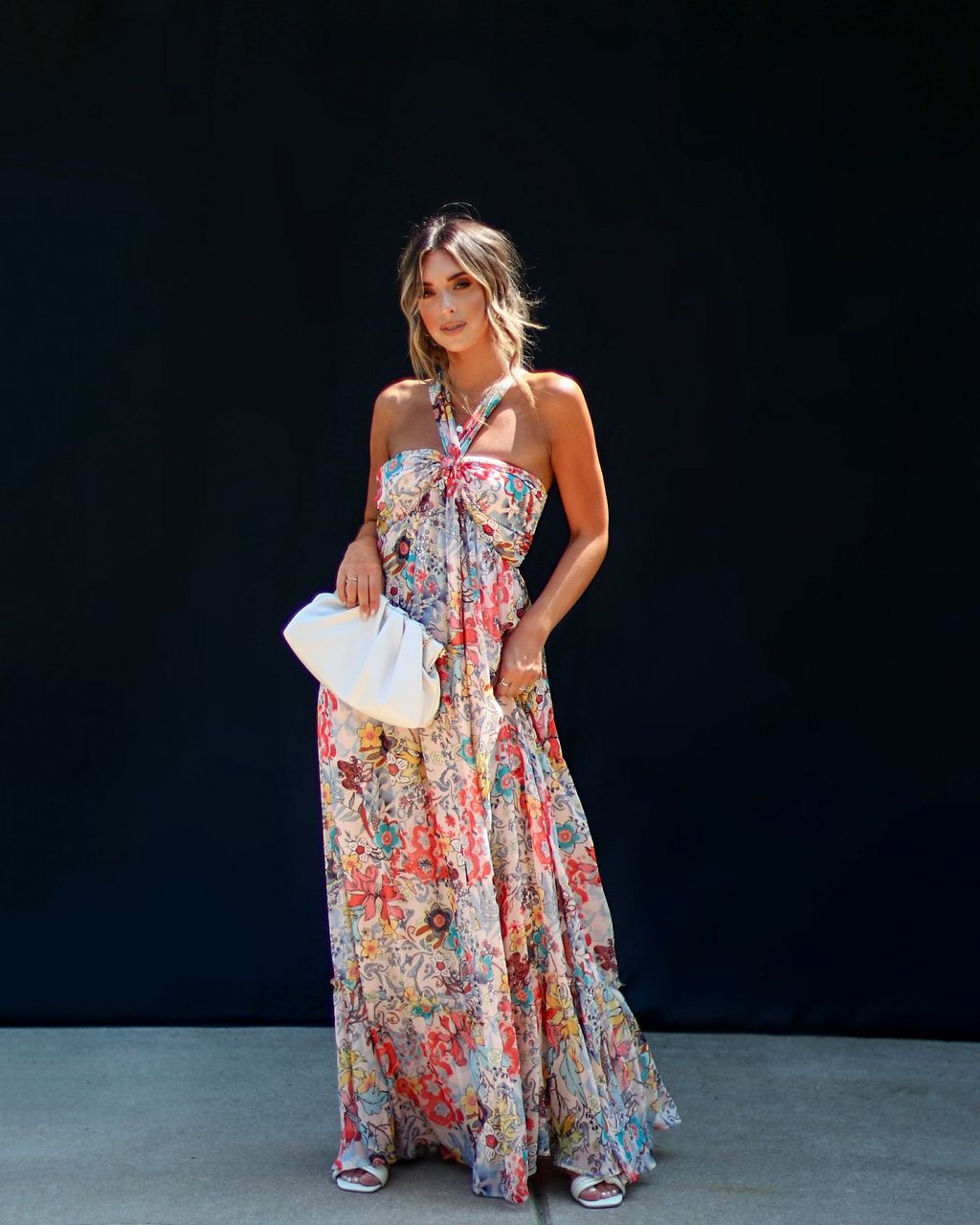 Marisa Floral Halter Maxi Dress sold by Vici