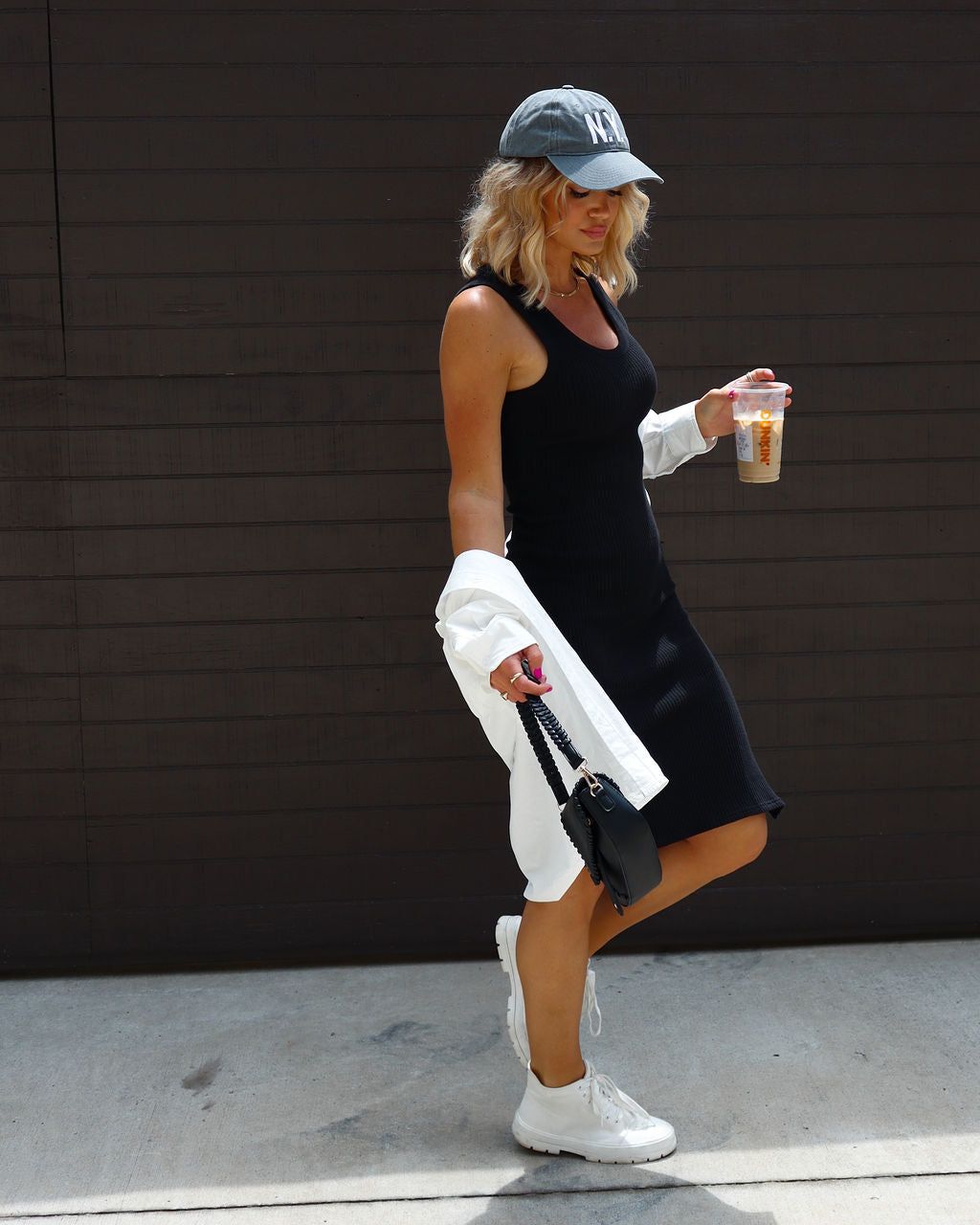 Lorena Cotton Blend Ribbed Side Slit Midi Dress - Black - FINAL SALE sold by Vici product image thumbnail 7