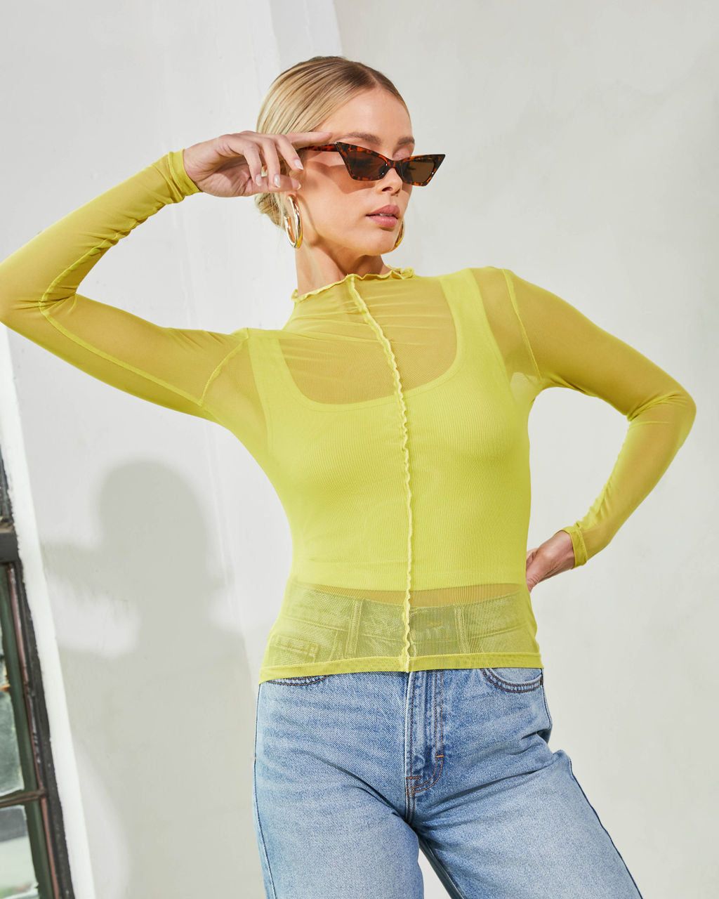 Gustavia Mesh Long Sleeve Top - Lime - FINAL SALE sold by Vici product image thumbnail 7