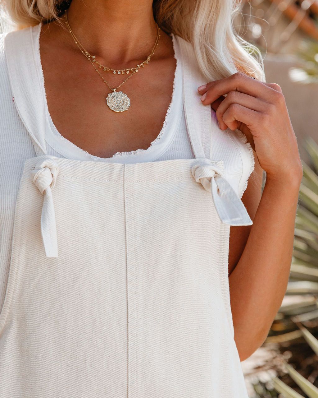 Heat Wave Pocketed Denim Romper - Beige - SALE sold by Vici product image thumbnail 4