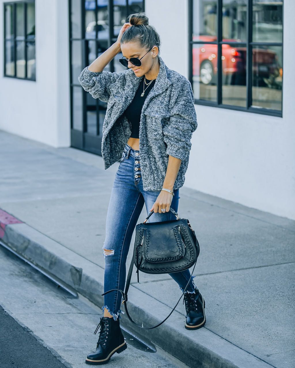 Gavyn Soft Knit Jacket - Heather Charcoal - FINAL SALE sold by Vici product image thumbnail 6