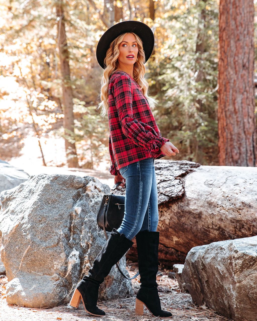 Julien Cotton Plaid Babydoll Top - Spiced Red - FINAL SALE sold by Vici product image thumbnail 8