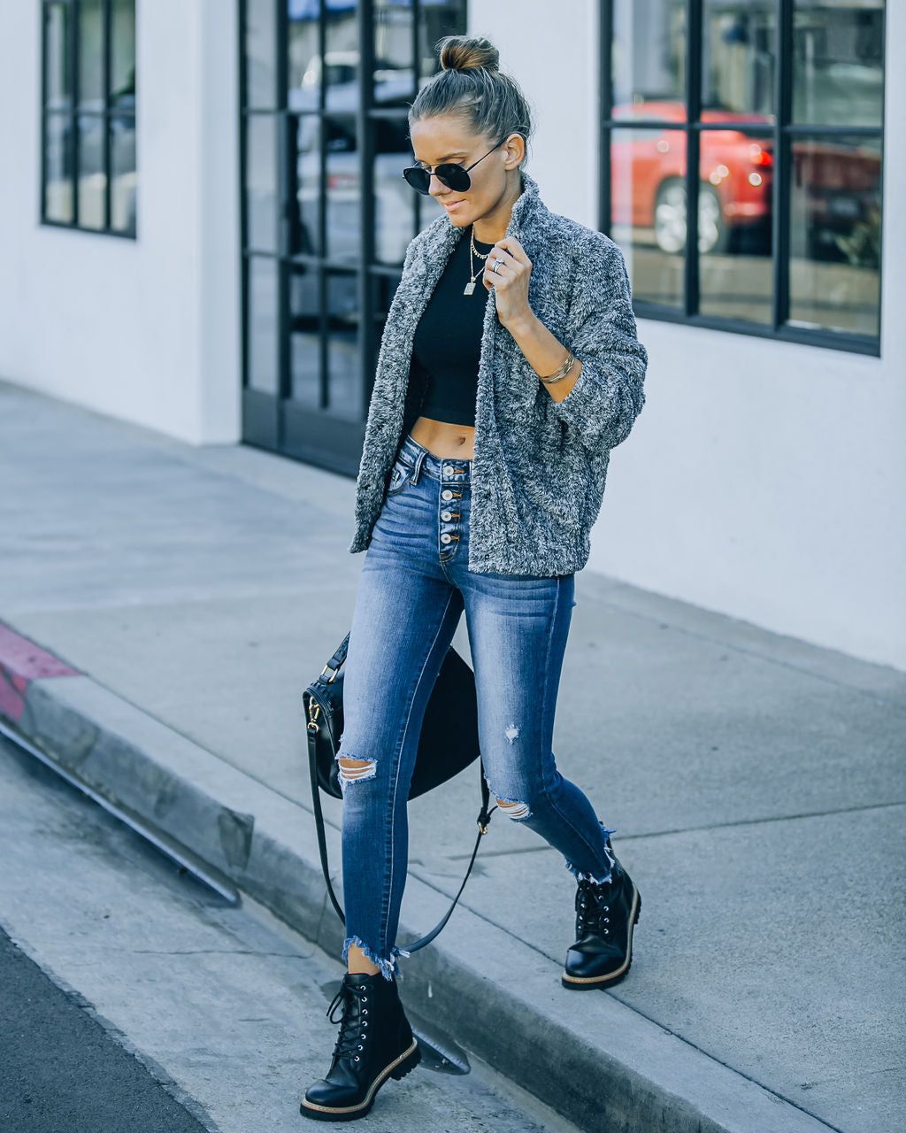 Gavyn Soft Knit Jacket - Heather Charcoal - FINAL SALE sold by Vici