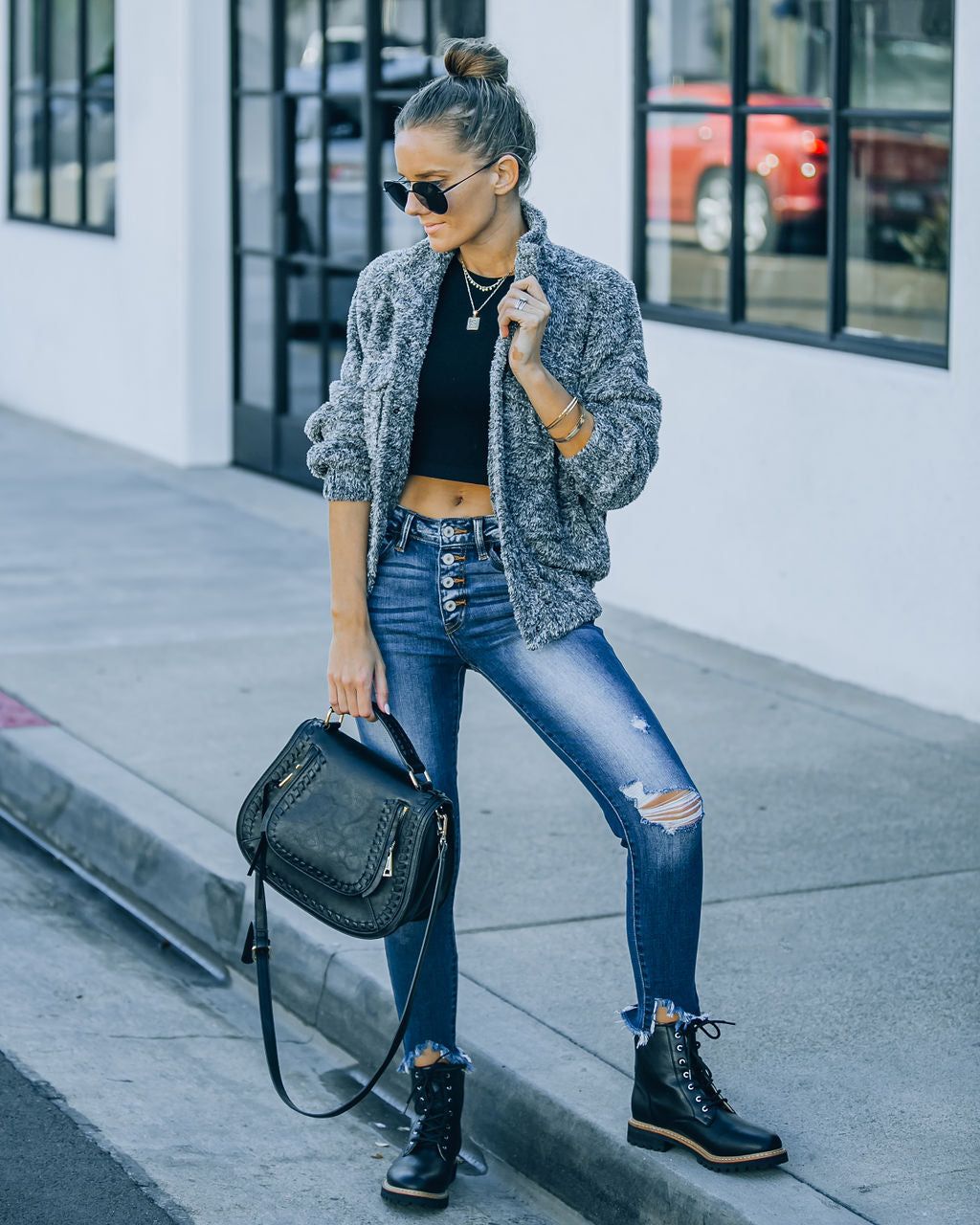 Gavyn Soft Knit Jacket - Heather Charcoal - FINAL SALE sold by Vici product image thumbnail 10