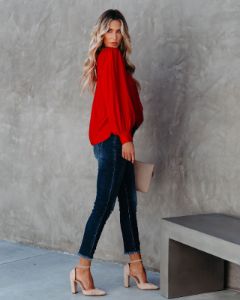 Bright As A Button Blouse - Red - FINAL SALE sold by Vici