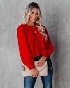 Bright As A Button Blouse - Red - FINAL SALE sold by Vici