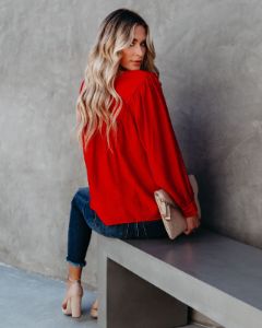 Bright As A Button Blouse - Red - FINAL SALE sold by Vici