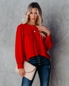 Bright As A Button Blouse - Red - FINAL SALE sold by Vici