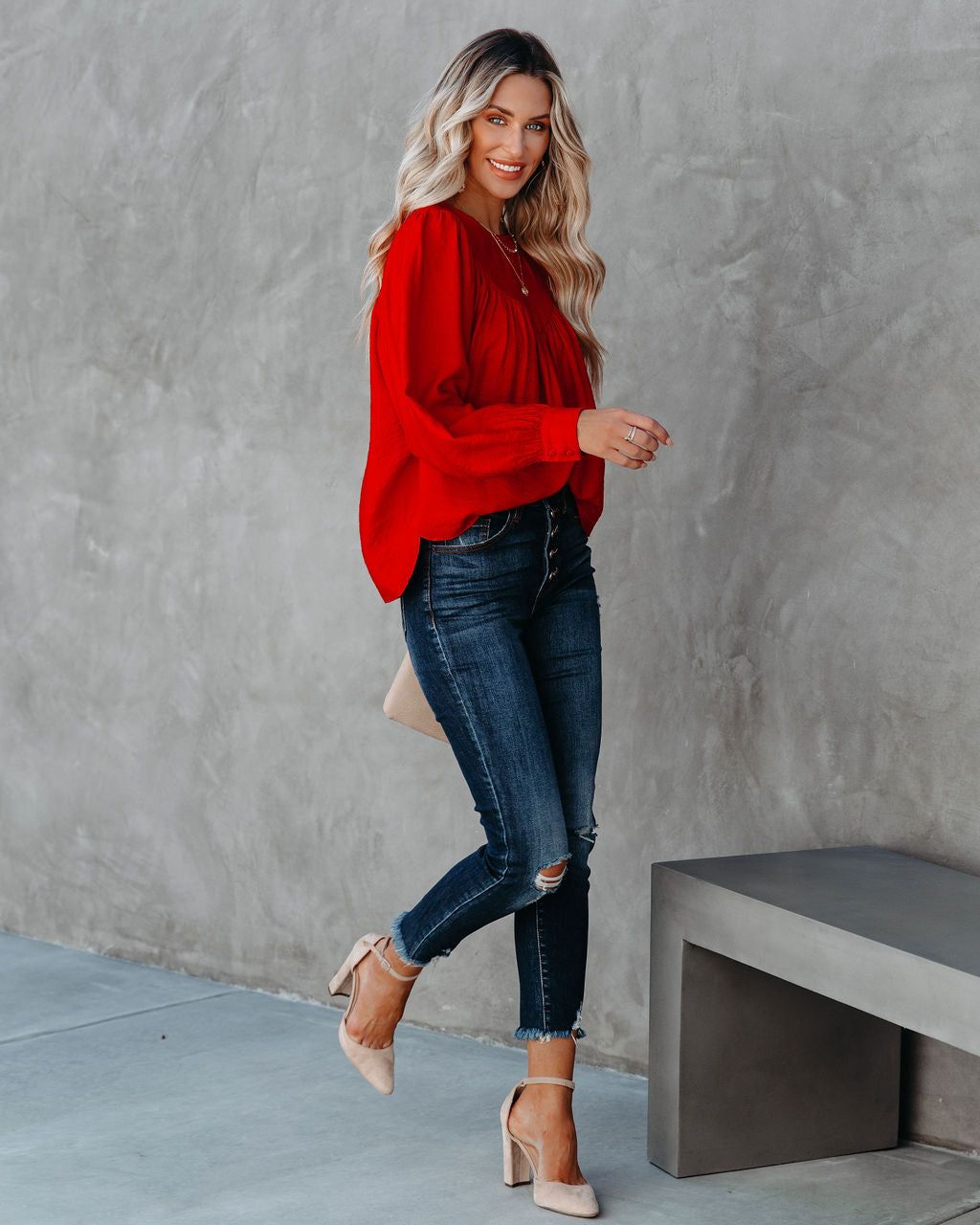 Bright As A Button Blouse - Red - FINAL SALE sold by Vici product image thumbnail 9