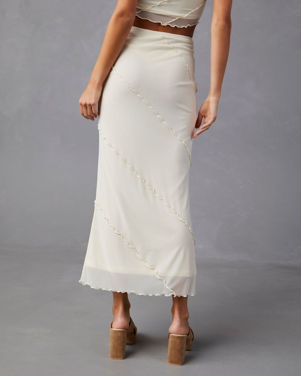Markella Lettuce Trim Midi Skirt - Cream - FINAL SALE sold by Vici product image thumbnail 2