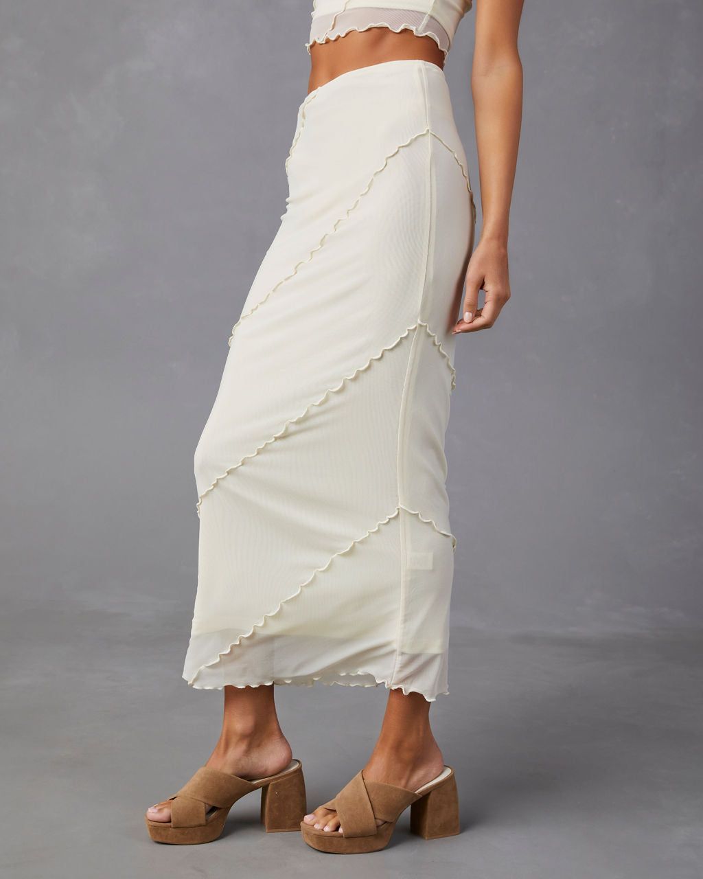 Markella Lettuce Trim Midi Skirt - Cream - FINAL SALE sold by Vici product image thumbnail 5