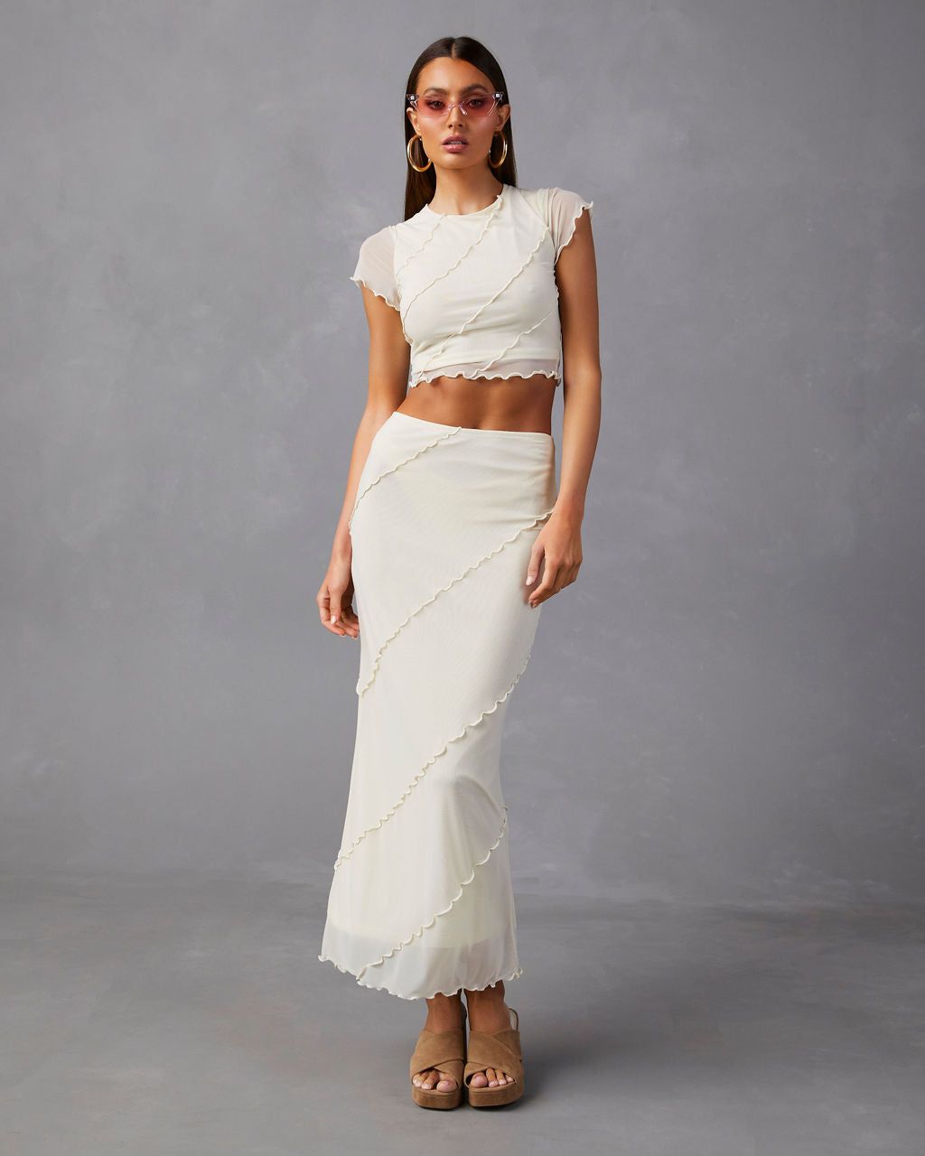 Markella Lettuce Trim Midi Skirt - Cream - FINAL SALE sold by Vici product image thumbnail 7