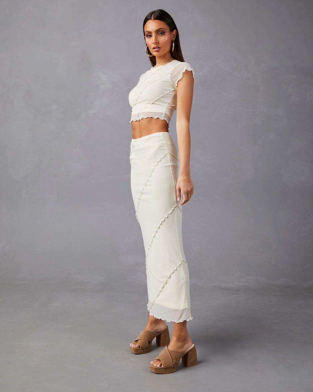 Markella Lettuce Trim Midi Skirt - Cream - FINAL SALE sold by Vici product image thumbnail 6