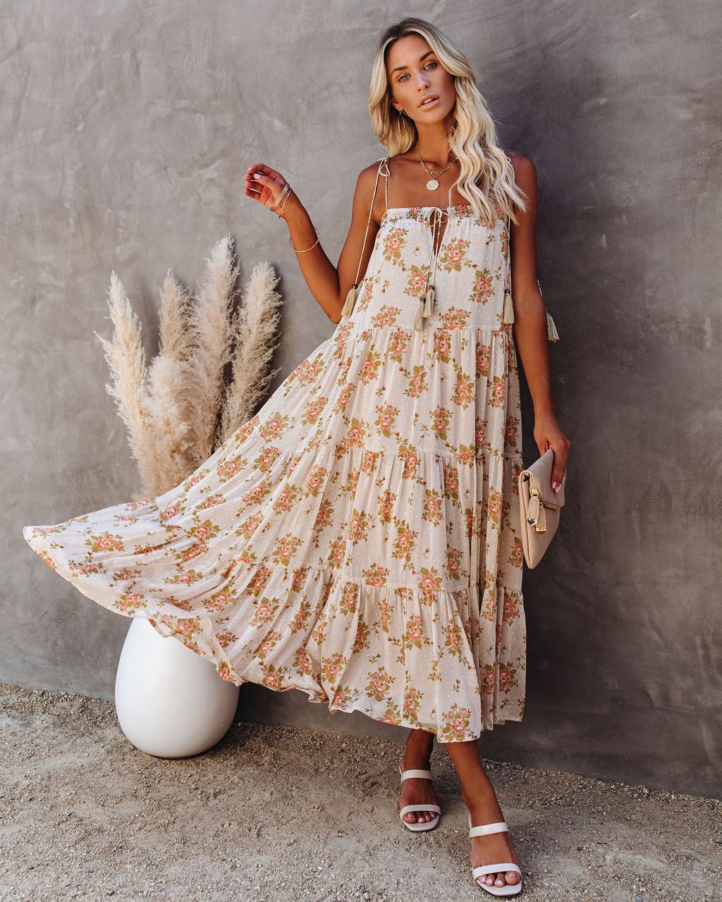 List Goes On Floral Tiered Tassel Midi Dress - FINAL SALE sold by Vici product image thumbnail 8