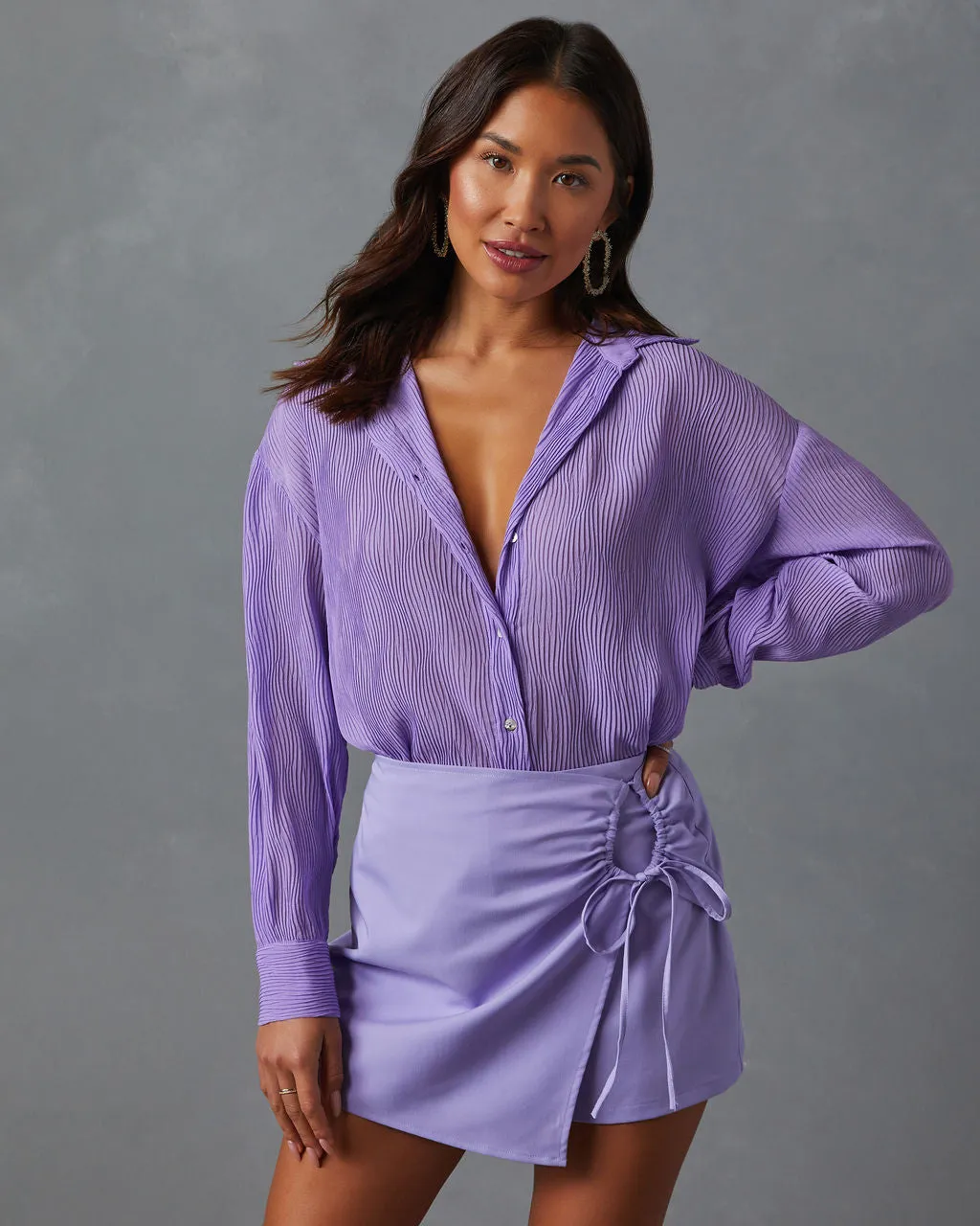 Sheridan Textured Collared Blouse sold by Vici