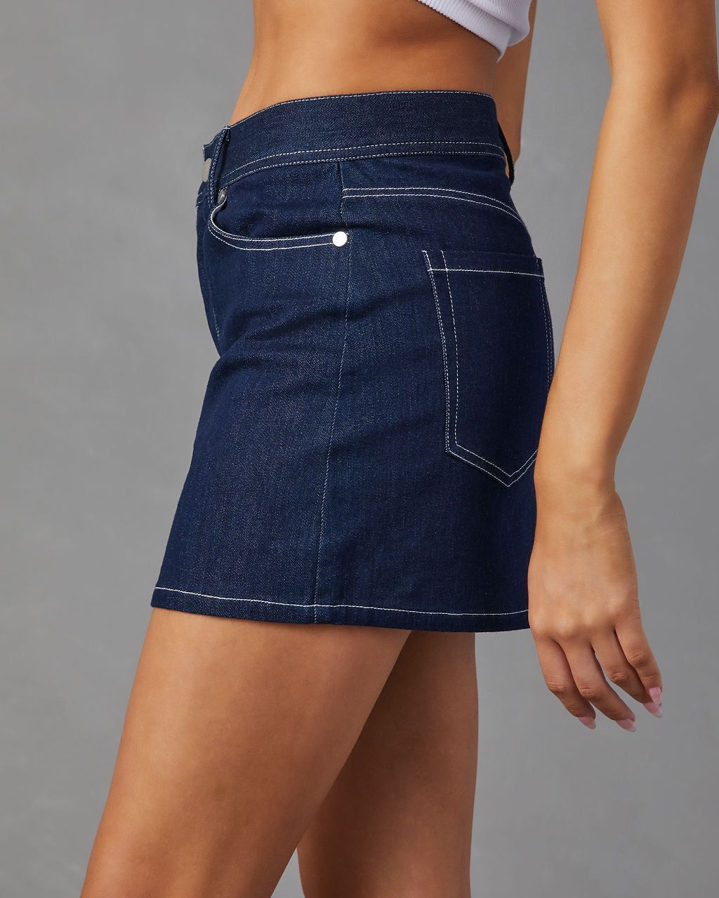 Kady Denim Mini Skirt - Dark Wash - FINAL SALE sold by Vici product image thumbnail 6