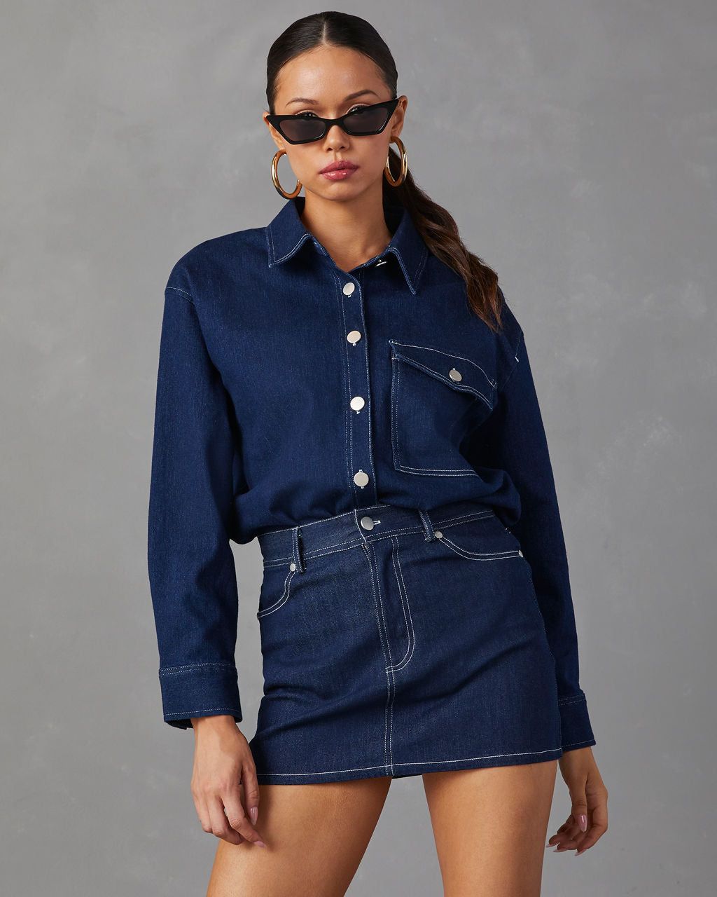 Kady Denim Mini Skirt - Dark Wash - FINAL SALE sold by Vici product image thumbnail 7