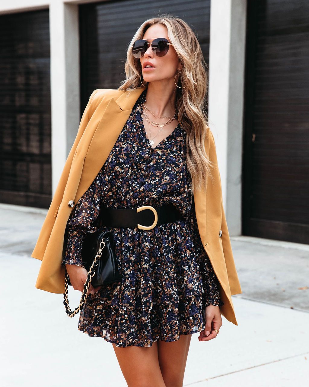 Make It Count Floral Smocked Ruffle Mini Dress sold by Vici