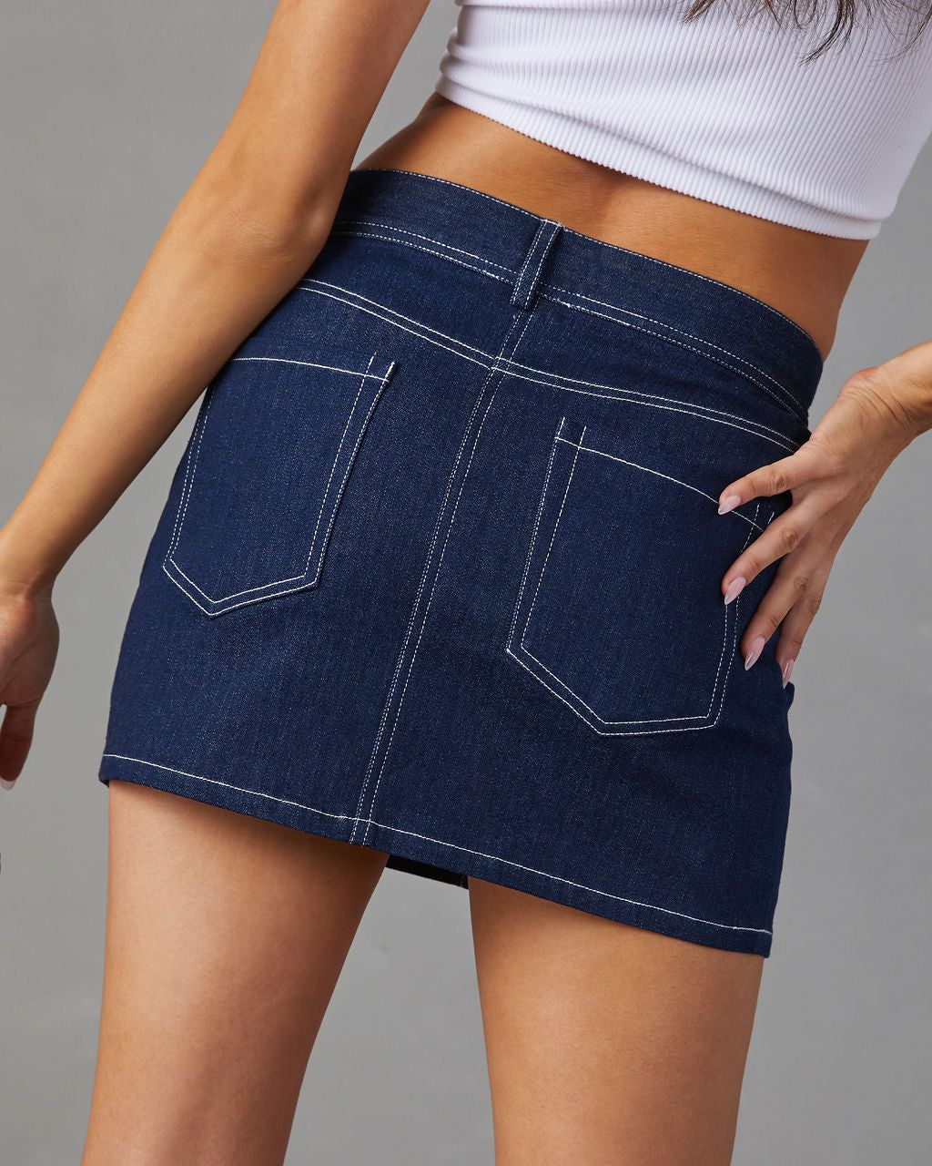 Kady Denim Mini Skirt - Dark Wash - FINAL SALE sold by Vici product image thumbnail 4