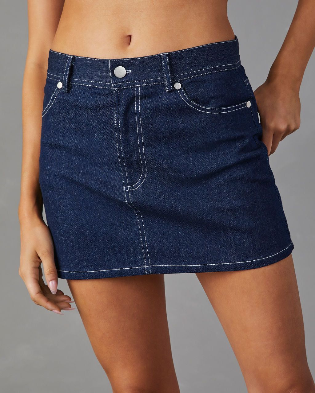 Kady Denim Mini Skirt - Dark Wash - FINAL SALE sold by Vici product image thumbnail 3