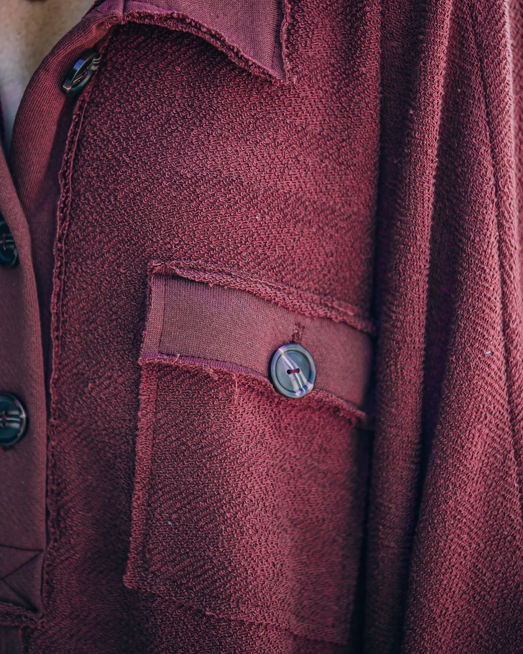 Kiandra Cotton French Terry Henley Top - Burgundy - FINAL SALE sold by Vici product image thumbnail 4