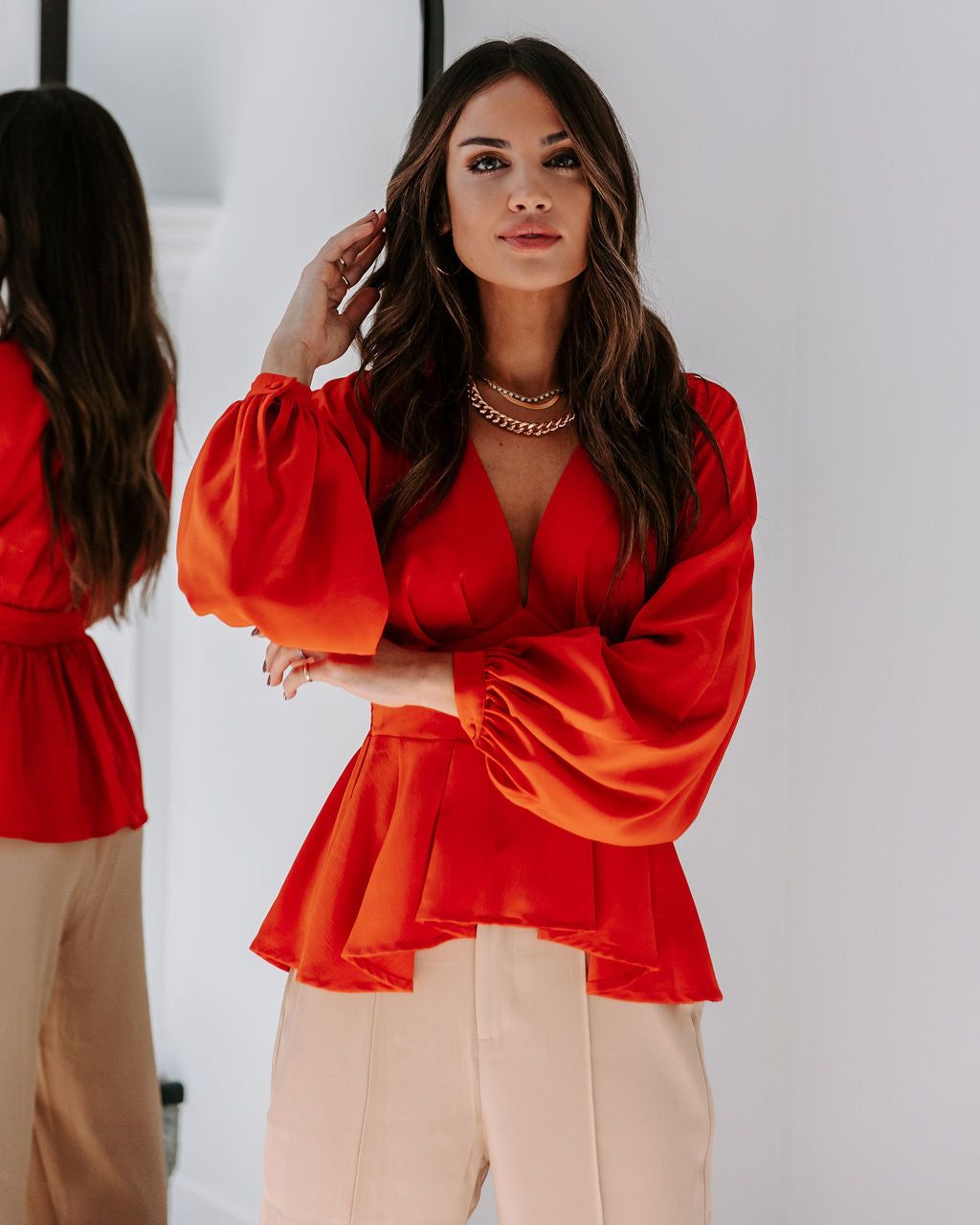 Gianna Plunge Neck Long Sleeve Top sold by Vici product image thumbnail 5