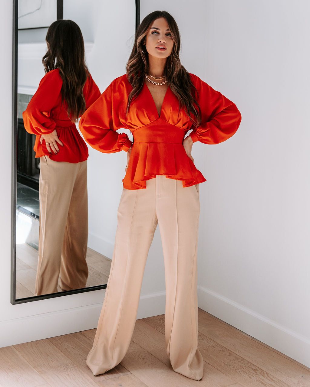 Gianna Plunge Neck Long Sleeve Top sold by Vici product image thumbnail 3