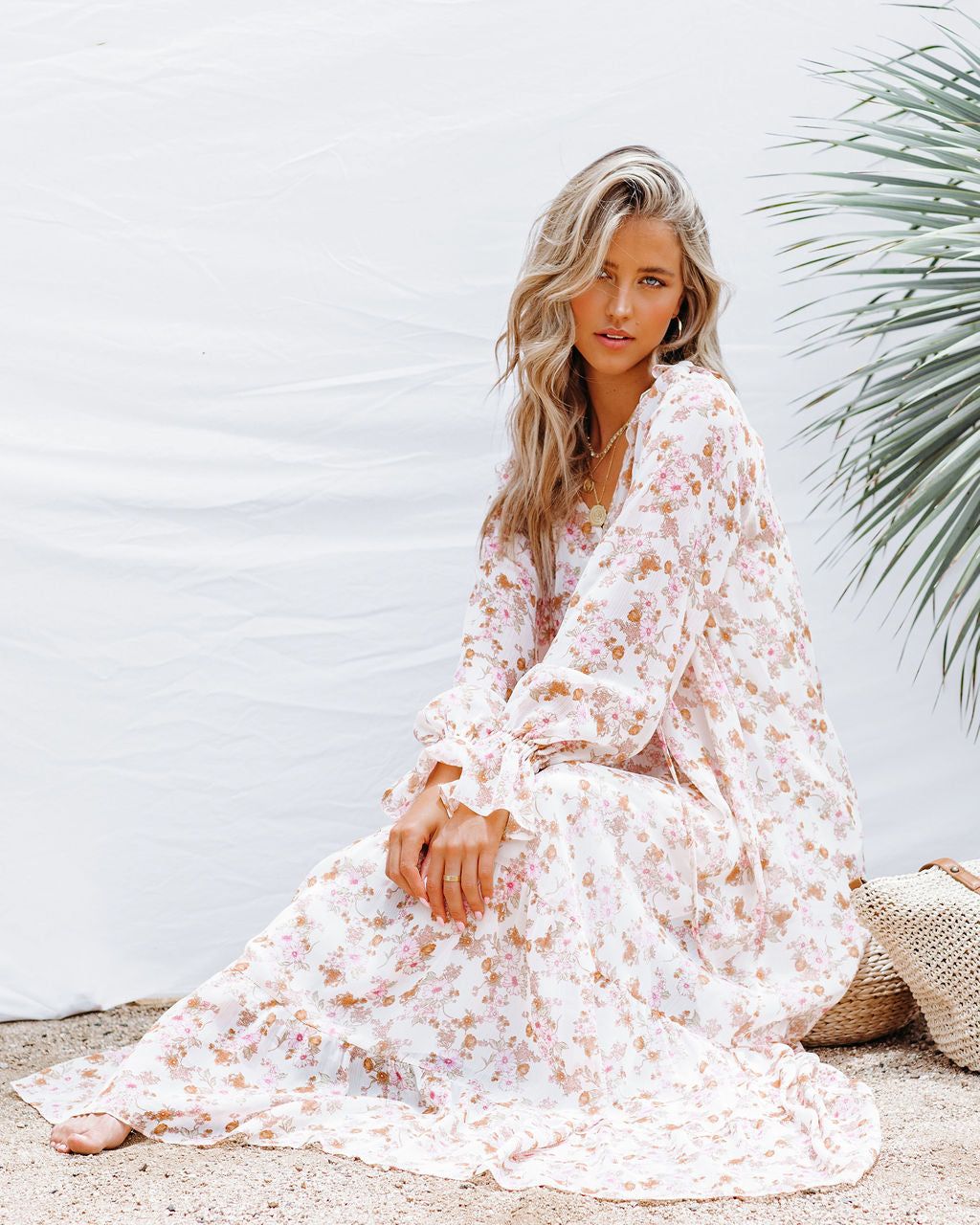 Prosperous Floral Chiffon Boho Maxi Dress - FINAL SALE sold by Vici