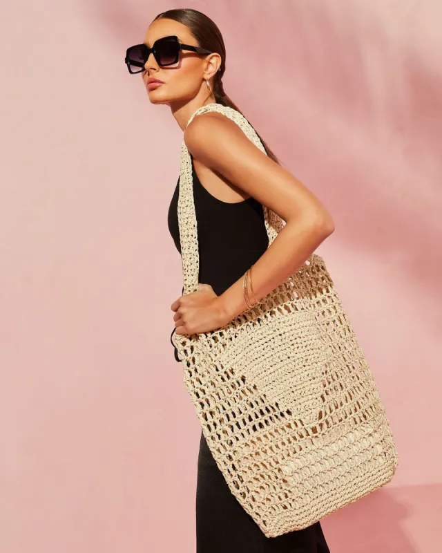 Los Angeles Knitted Tote Bag - Tan - FINAL SALE sold by Vici